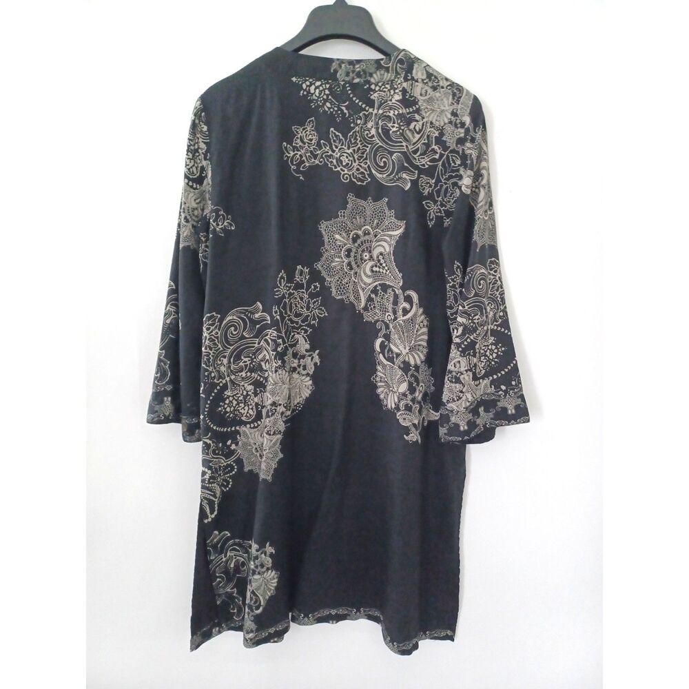 Citron Santa Monica Silk Linen Kimono Top Jacket Petite Large Boho Eclectic‎ Art